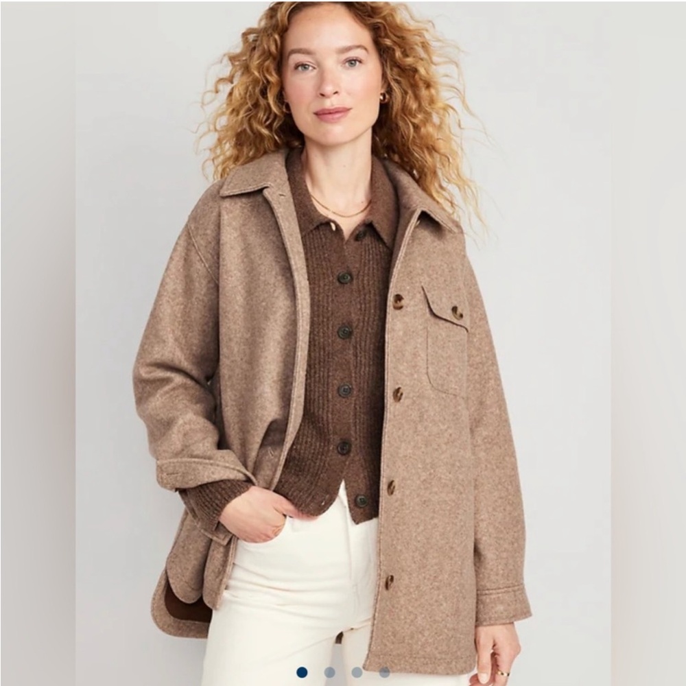 NEW Old Navy Oversized Soft-Brushed Shacket / Plus Size / 2X / Brown Tan